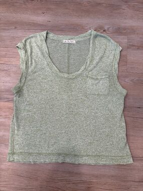 Free People Heathered Light Sage Green Scoop Neck Pocket Tee